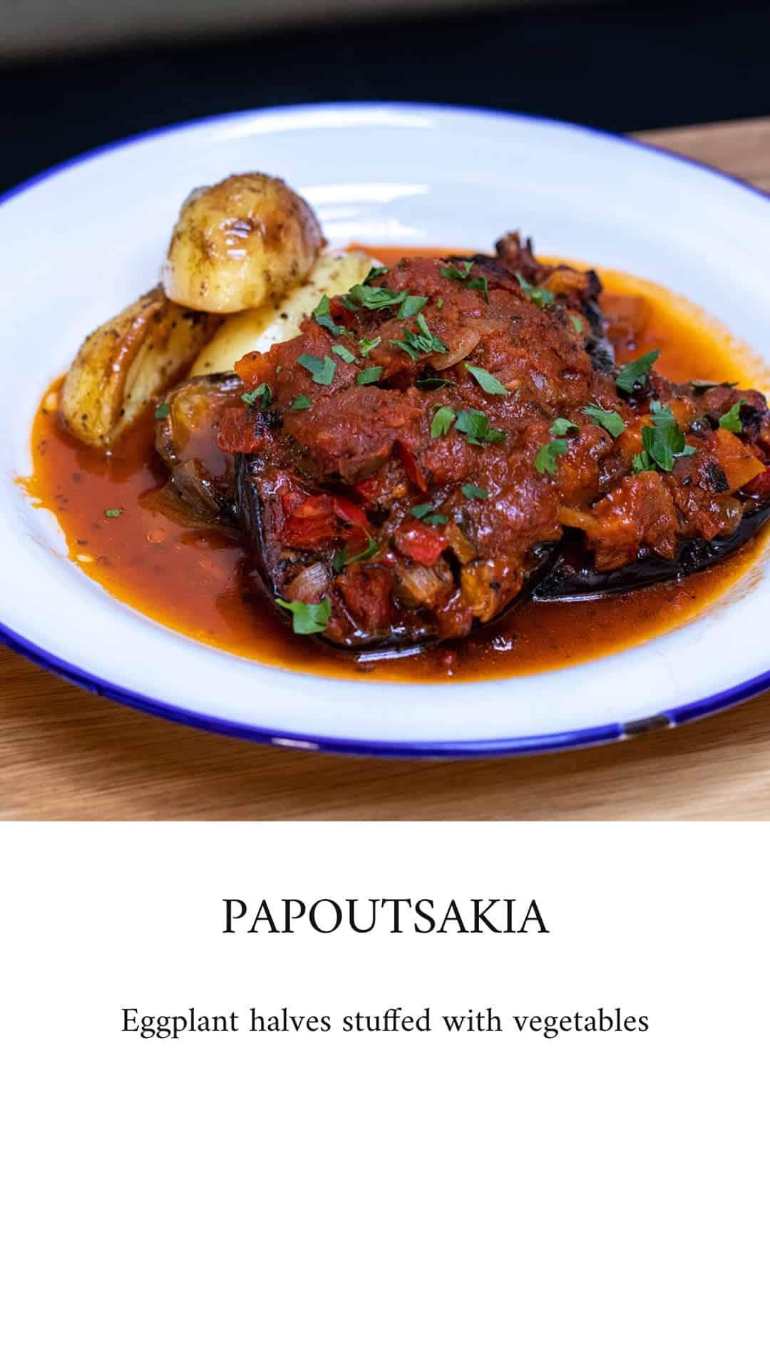 Vegan traditional Greek dish of papoutsakia