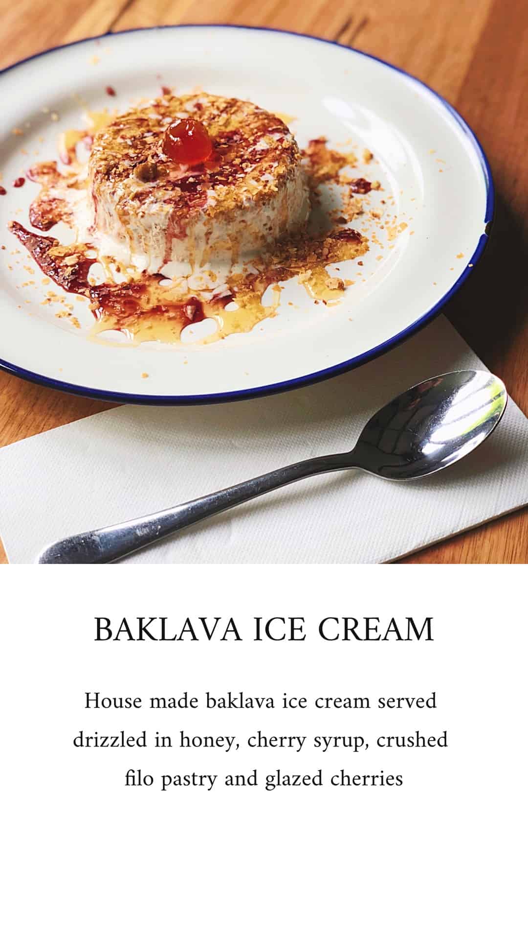 Delicious Baklava Ice Cream on the plate